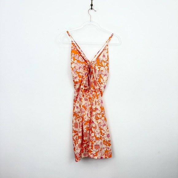 J. Crew Tie-Front Cotton Poplin Midi Dress in Orange Floral - Picture 6 of 7